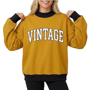 Sudadera de Mujer Vintage con Estampado de Letras, Cuello Redondo, Manga Larga, Tejido de Algodón, Estilo Casual para Otoño - Product Image 1