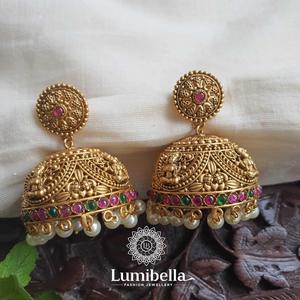 Kerala Bridal Pearl Drop Jhumka Earrings for Wedding and Party - Product Image 1
