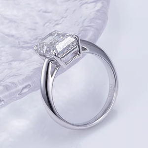 Women's <b>Emerald</b> Cut Diamond Engagement <b>Ring</b> 925 <b>Silver</b> Prong Setting Classic Style Geometric Design - Product Image 4