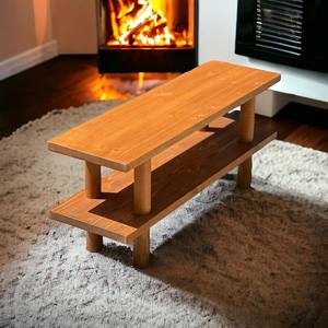 Nouveauté : Meuble TV élégant en bois massif, console de télévision en bois avec large étagère de rangement, meuble de salon - Product Image 2