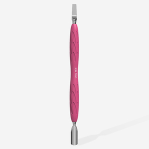 Pousse-cuticules Staleks UNIQ-10 TYPE 5 (lame ronde étroite et droite) avec manche en silicone, pour manucure et usage en salon de beauté - Product Image 1