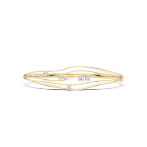 Bracelet jonc ouvert en or jaune de luxe avec diamants et cristaux, élégant pour femme, idéal pour mariage et anniversaire - Product Image 2
