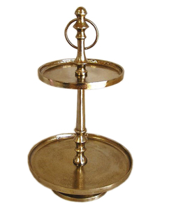Luxury Metal Brass Serving <b>Cake</b> Stand Border Rope Design Metal Brass 2 <b>Tier</b> <b>Cake</b> Stand Tabletop for Restaurant & Hotel Decor - Product Image 5