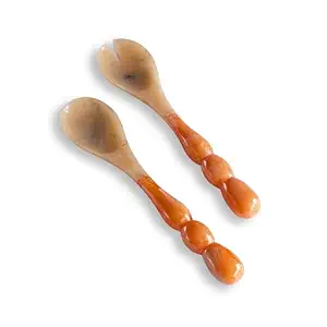 ช้อนตักสลัดเรซิ่น ทำด้วยมือ ลายหินอ่อนและลายวนสีฟ้า - Product Image 5