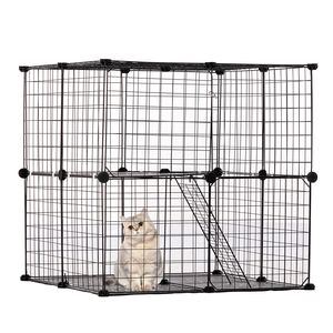 Gabbia per Gatti in Metallo a 2 Livelli Staccabile 28x28x28, Grande, per Allevamento, con Scala Regolabile e Piattaforma di Riposo - Product Image 1