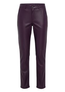 Chándal de cuero sintético con capucha para mujer, color morado oscuro, con bolsillo con cremallera, mangas largas y pantalón a juego - Product Image 6