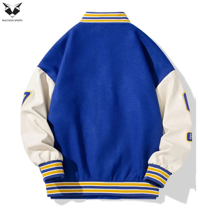 ซัพพลายเออร์ที่ดี บริการ OEM ODM เสื้อแจ็คเก็ตเบสบอลทรงหลวมพิมพ์ลายตัวอักษรขนาดใหญ่ สองสี ไหล่ตก ไม่มีฮู้ด สำหรับผู้ชาย ฤดูหนาว สไตล์วิทยาลัย - Product Image 2