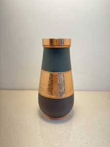 Luxury Engraved Pure Copper Water Pot Matte Coated Ayurvedic Health Drinkware Hand-Embossed Floral Pattern Copper Pot with Lid - Product Image 1