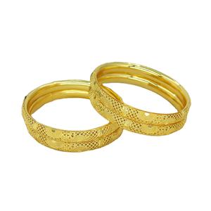 New Arrival Gold Plated 2pc Trendy Bangles India Dubai Arabic Special Bangles <b>Bracelets</b> for Women and Bridal Girls Wedding Gift - Product Image 1