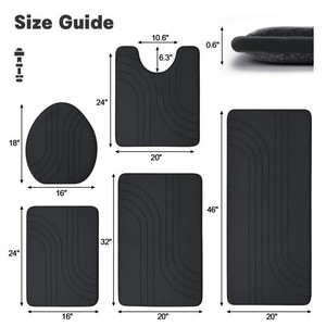 Modern 4-Piece Black Bath <b>Mats</b> <b>Set</b> Rectangle Memory Foam Non-Slip Rubber Backing Thick for Home <b>Bathroom</b> Use - Product Image 2