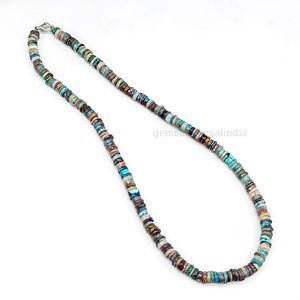Elegant Turquoise Howlite Gemstone Smooth Tyre <b>Beaded</b> <b>Necklace</b> With 925 Sterling Silver Clasp For Women Jewelry Making Fashion - Product Image 2