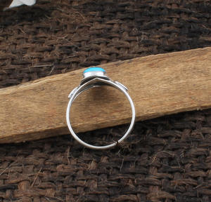 Anillo de Turquesa Natural, Plata de Ley 925, Anillo Sencillo con Piedra Azul, Clásico y Minimalista para Mujer, Piedra de Nacimiento de Diciembre, para Fiesta - Product Image 5