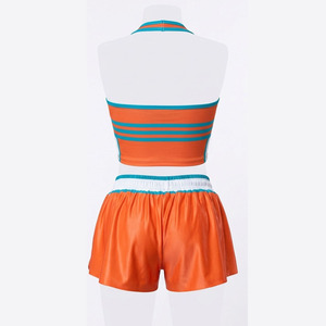 Ensemble short et soutien-gorge pour femmes, tenue de danse scénique, vêtements de gymnastique, uniforme de cheerleading personnalisé, vente en gros OEM, sublimation, strass - Product Image 5