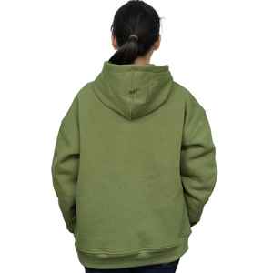 เสื้อฮู้ดดี้ผู้หญิงใยไผ่พรีเมียมน้ำหนักเบา ตกแต่งด้วยตัวอักษร สีเขียวมะกอกคุณภาพสูง - Product Image 3