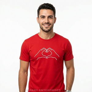 Camiseta Roja para Hombre con Diseño de Corazón, Estilo Minimalista, Impresión de Logotipo Personalizado, Unisex, Algodón, Casual - Product Image 1