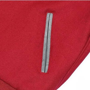 <b>Red</b> Color Wool Geometric Patchwork Stand Collar Hooded Men's Streetwear Jackets OEM Custom - Product Image 4
