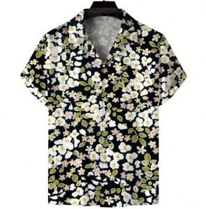 T-shirt pour homme, imprimé numérique, col cubain, mode personnalisée, haute qualité, vintage, manches courtes - Product Image 6