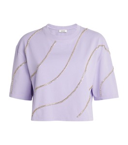 T-shirt court pour femme à imprimé abstrait, manches courtes, col rond, décontracté, en coton, coupe ample, style streetwear, haut d'été pour le quotidien - Product Image 3