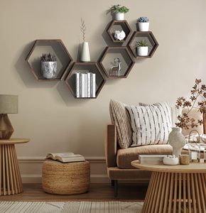 Stylish Sheesham Wood Hexagonal <b>Wall</b> <b>Shelf</b> - Modern Design | Aqdus Saleem - Product Image 4