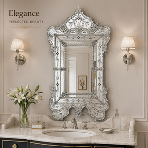 Miroir mural décoratif de style baroque vénitien de luxe |   Miroir d'appoint en verre avec cadre orné vintage pour la décoration intérieure du salon et de la chambre - Product Image 3