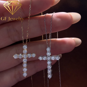 Collar con Colgante de Cruz de Diamantes Cultivados en Laboratorio en Oro Blanco de 14K, Cadena de Clavícula con Pavé Completo, Joyería Fina de Lujo con Certificación IGI, Regalo para - Product Image 6