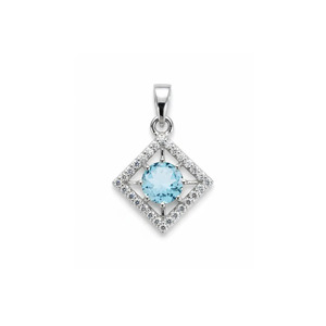 Colgante de Plata de Ley Bañada en Rodio con Topacio Azul Cuadrado y Engaste de Garra, Hecho a Mano, Minimalista, de Moda, Venta al por Mayor Rhaya Jewels - Product Image 1