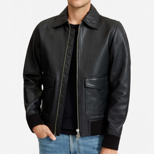 Veste en cuir à manches longues pour homme, dernière collection automne-hiver, veste décontractée zippée en cuir véritable pour homme, nouvelle veste premium. - Product Image 4