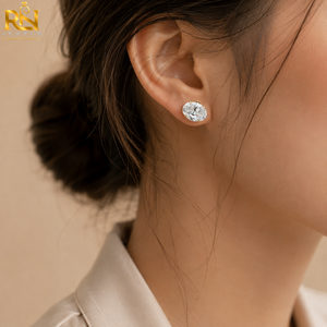 Pendientes de Diamante Cultivado en Laboratorio con Corte Ovalado Estilo East West |   Joyería Fina de Oro Sólido de 9K, 14K y 18K, Venta al por Mayor Directa, Hecho a Medida - Product Image 3