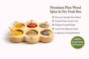 Wood Spice <b>Box</b> Organizer Compartments With Glass Lids Dust Resistant <b>Herb</b> Storage Container Kitchen Tool kitchen spice organizer - Product Image 3