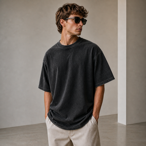 Camisetas de verano casuales de manga corta con cuello redondo, 230GSM, 100% algodón, para hombre, talla grande, con logo personalizado, transpirables. - Product Image 2