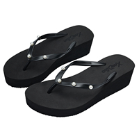 Tongs compensées pour femmes avec bride perlée, plateforme en EVA, semelle épaisse, antidérapantes, légères et confortables pour la plage, la piscine et l'extérieur