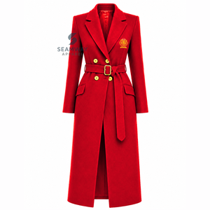 Manteau Trench Long Ceinturé Croisé pour Femme NSPDK Sorority, Col Cranté, Manches Longues, Coupe Ajustée, Vêtement d'extérieur Formel - Product Image 1
