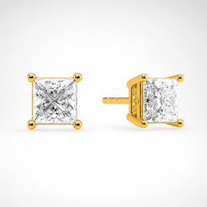 Boucles d'oreilles Luxeshine en or massif 14 carats avec diamants de laboratoire taille princesse de 2,00 ct, certifiées IGI, pour mariage - Product Image 5