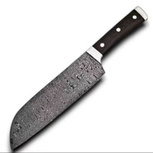 Couteau de chef Santoku japonais professionnel en acier Damas fait main, manche en bois confortable, vente en gros OEM/ODM - Product Image 1