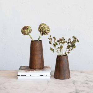 Vase en céramique brun rustique avec poignées en forme d'étoile et finition mate texturée - Product Image 2