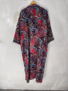 Patchwork <b>Kimono</b> Robe Bikini <b>Cover</b> <b>Up</b> Night Wear Long Robe, Handmade Indian Vintage Recycled Silk Sari <b>Kimono</b> - Product Image 6