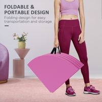 Tapis de protection pliable rose pour l'entraînement de danse et l'exercice, rembourrage pour barre de pole dance avec poignées de transport et tapis en mousse EPE
