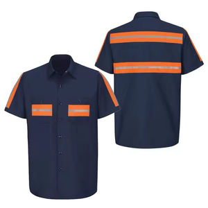 Proveedor de Ropa de Seguridad Clase 2 OEM, MOQ Bajo, Camisas FR Reflectantes Industriales Duraderas, Uniforme de Trabajo Azul Marino - Product Image 3