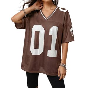 Maillot de football américain marron foncé en tissu mesh respirant, coupe oversize streetwear athlétique 01 - Product Image 3