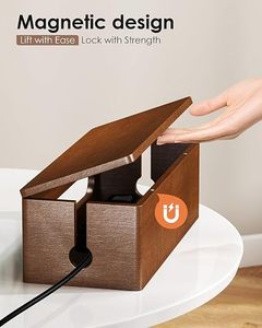 Boîte de gestion de câbles en bois, organiseur de cordons, étui de rangement portable, support de fils pour bureau et voyage - Product Image 5
