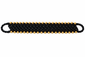 Pulsera de Macramé Trenzada Negra con Cuentas Doradas, Brazalete Tejido a Mano Ajustable Vintage para Mujeres y Hombres, para Fiestas y Eventos - Product Image 2
