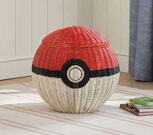 Panier de rangement en rotin en forme de Poké Ball avec couvercle, bac à jouets coloré pour enfants, boîte de rangement pour chambre d'enfant, panier à linge tissé pour chambre de bébé - Product Image 6