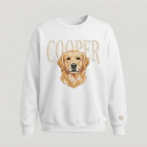 Custom Name <b>Dog</b> Portrait Winter Knitted Embroidery Front Unisex Sweatshirt White Pullover Hoodie Pet <b>Memorial</b> Crew Neck - Product Image 1