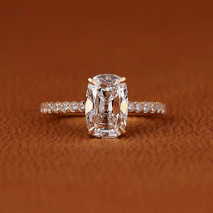 Bague de fiançailles en diamant de laboratoire taille radiant 2 carats, or 14K 18K, halo caché, solitaire, pour femme - Product Image 1