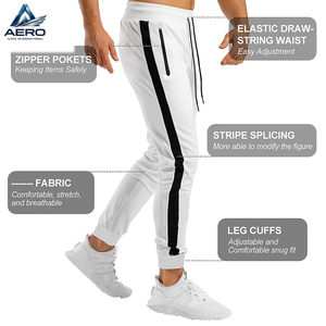 Men's <b>White</b> Knitted Sweatpants With Side Pockets Elastic Waist Drawstring Casual <b>Joggers</b> Breathable Athletics Pants - Product Image 5