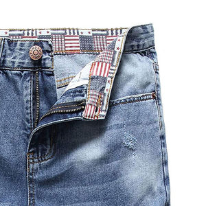 Shorts en jean pour hommes sur mesure, coupe droite, respirants, broderie personnalisée, couleur personnalisée, logo frontal, 100% coton, taille mi-haute, OEM - Product Image 5