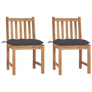 Ensemble de 2 chaises de patio en bois de teck massif avec coussins Mobilier d'extérieur - Product Image 1