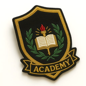 Insignias Bordadas a Mano Personalizadas, Ecológicas y Libres de Níquel, con Hilo Dorado para Escuelas, Universidades, Blazers y Uniformes - Product Image 2