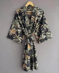 Vestidos Casuales Estilo Safari, Vestido Kimono Maxi con Estampado Animal y Cinturón, Corte Holgado, Manga Tres Cuartos, Ropa Casual de Verano - Product Image 3