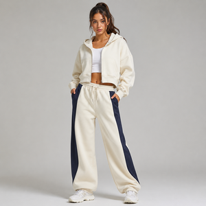 Pantalon de jogging décontracté en molleton pour femme, coupe ample et décontractée, tissu brossé doux, idéal pour l'entraînement, les voyages et la maison - Product Image 1